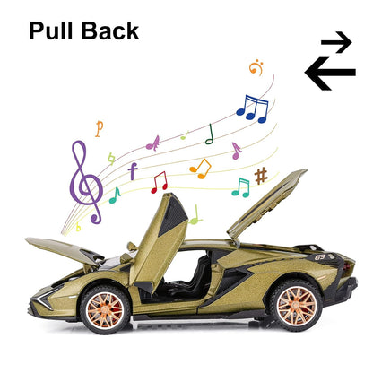 UK-1070 PLAY ME Lamborghini Model Car 1:32 Exclusive Alloy Metal Pull Back Die-cast Car Die-cast Metal Pullback Toy car with Openable Doors & Light Music