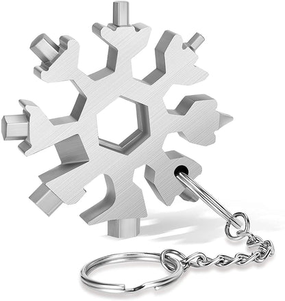 UK-0180 18 in 1 Stainless Steel Snowflake Multi Tool, Durable and Portable, Essential Key Chain, Pocket Bottle Opener, Pocket Wrench