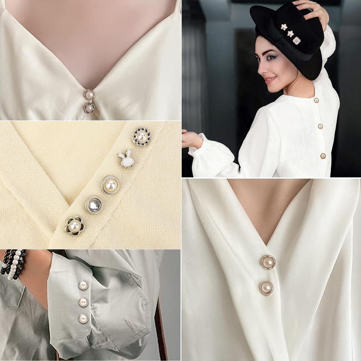 UK-1091 10Pcs Safety Buttons for Women Brooch for Women Women Shirt Brooch Buttons Cover up Button Pearl Safety Brooch Pins Button for Clothing Dress Supplies Clothing Bags Accessories Supplies DIY Crafts