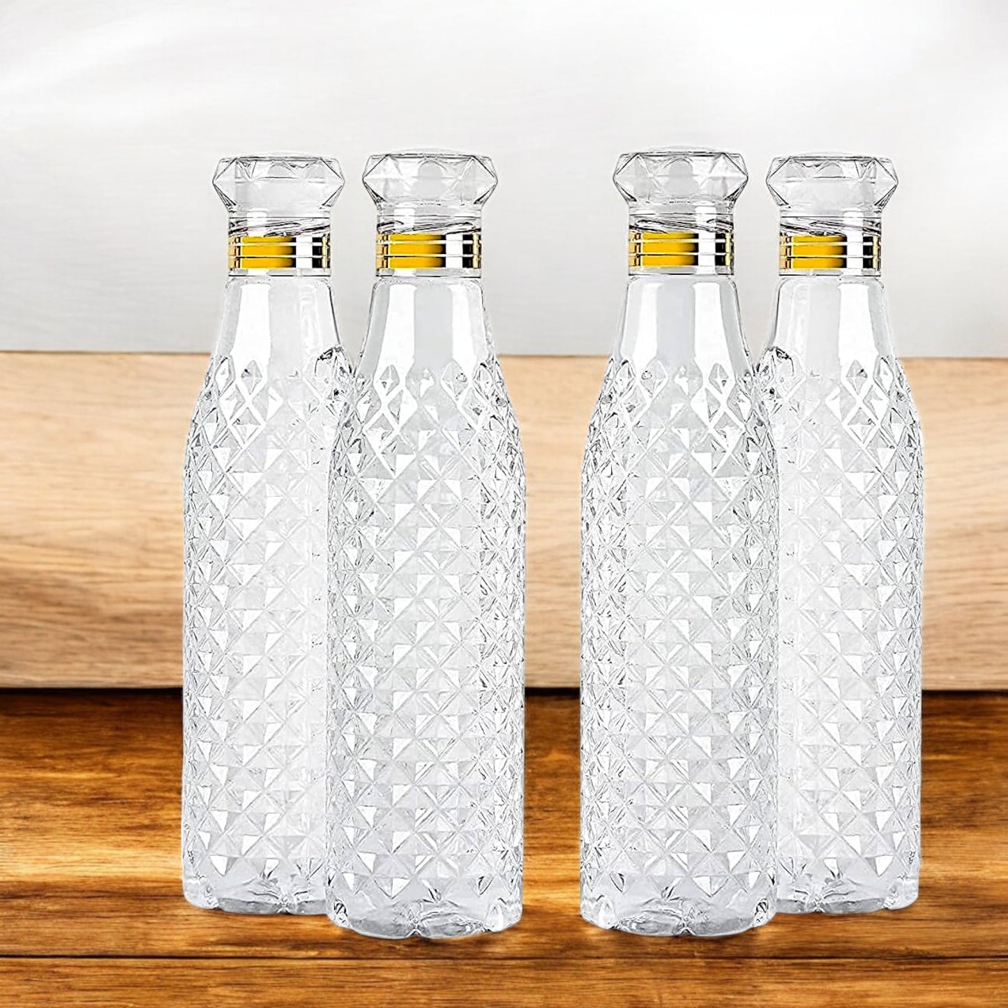 UK-0300 Diamond cut Crystal Clear Plastic Fridge Water Bottle, Unbreakable Re-Usable Bottles Ideal for Office, Gym, Yoga(1 PC)