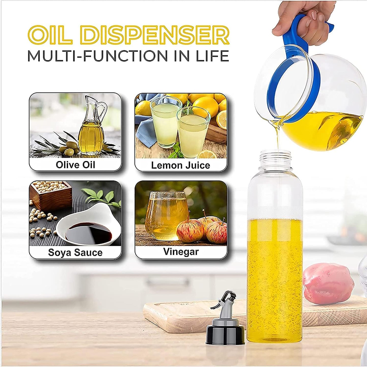 UK-0204 Oil Dispenser for Cooking, Easy Flow Oil and Vinegar Bottle (1 LTR)