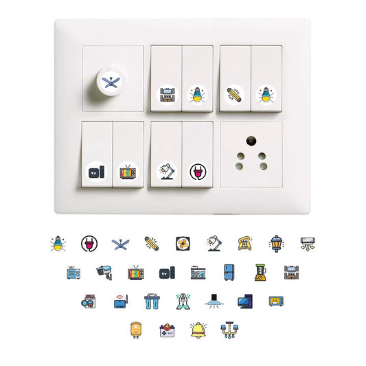 UK-0863 Switch Board Colorful Stickers for Home - Self-Adhesive Labels,Organize & Beautify Electric Boards for Homes, Offices (seet)