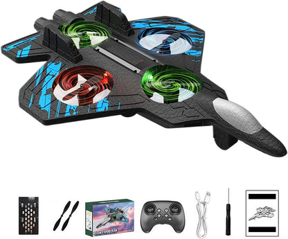 UK-1050 Fighter Plane RC Plane - 2.4 GHz Remote Controlled Fighter Plane || RC Airplane Easy to Fly Stable Jet Fighter Toys for Kids || LED Lights, 360 Degree Hovering Airplane and Stun Roll
