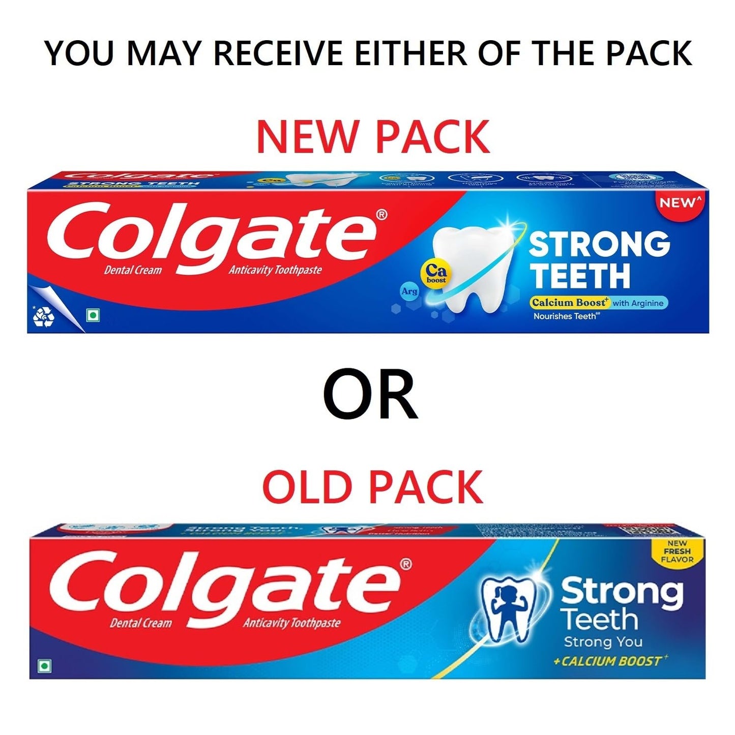 Colgate Strong Teeth,  India’s No: 1 Toothpaste Brand, Calcium-boost Tooth Paste for 2X Stronger Teeth, Whitens Teeth, Fresh Breath & Prevents Cavities