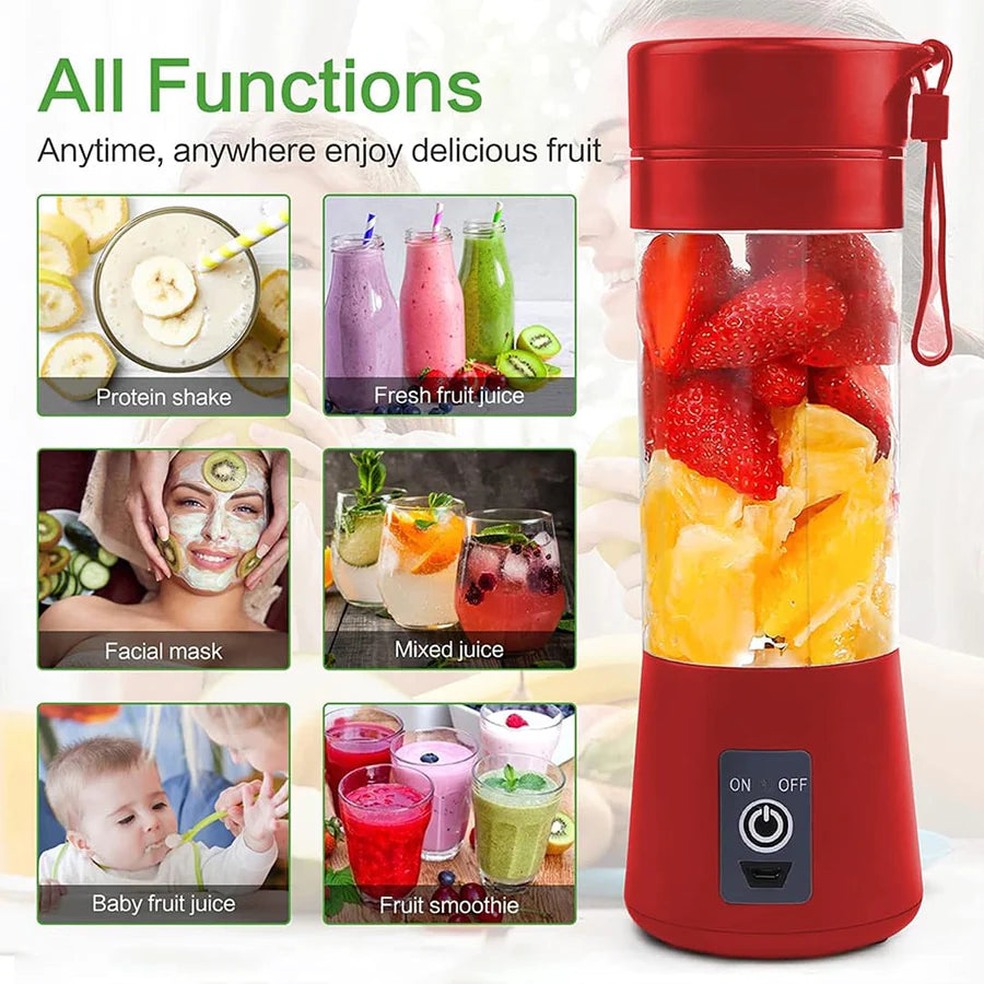 UK-0090 6 Blades Juicer Rechargeable Portable Electric USB Juicer Bottle Blender for Making Juice,Travel Juicer for Fruits and Vegetables,Juice Maker Machine (Multicolour)