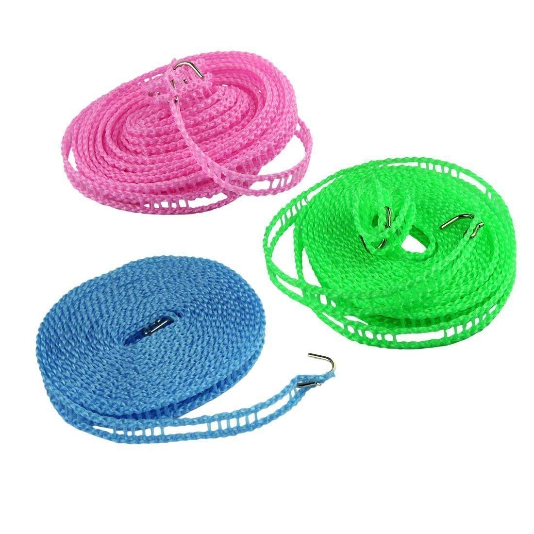 UK-0257 5 Meters Windproof Anti-Slip Clothes Washing Line Drying Nylon Rope with Hooks 5 Meter Nylon Clothesline Rope