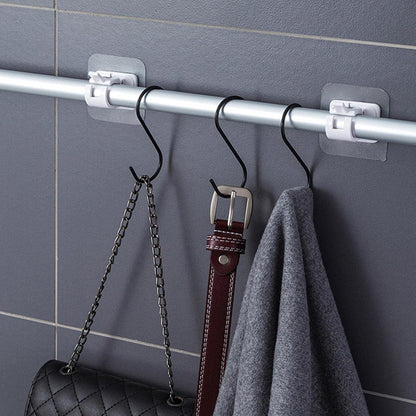 UK-0886 Self Adhesive Curtain Rod Bracket Drapery Hook, Plastic Wall Brackets Towel Rod Hooks for Home Bathroom and Hotel Use 2PC