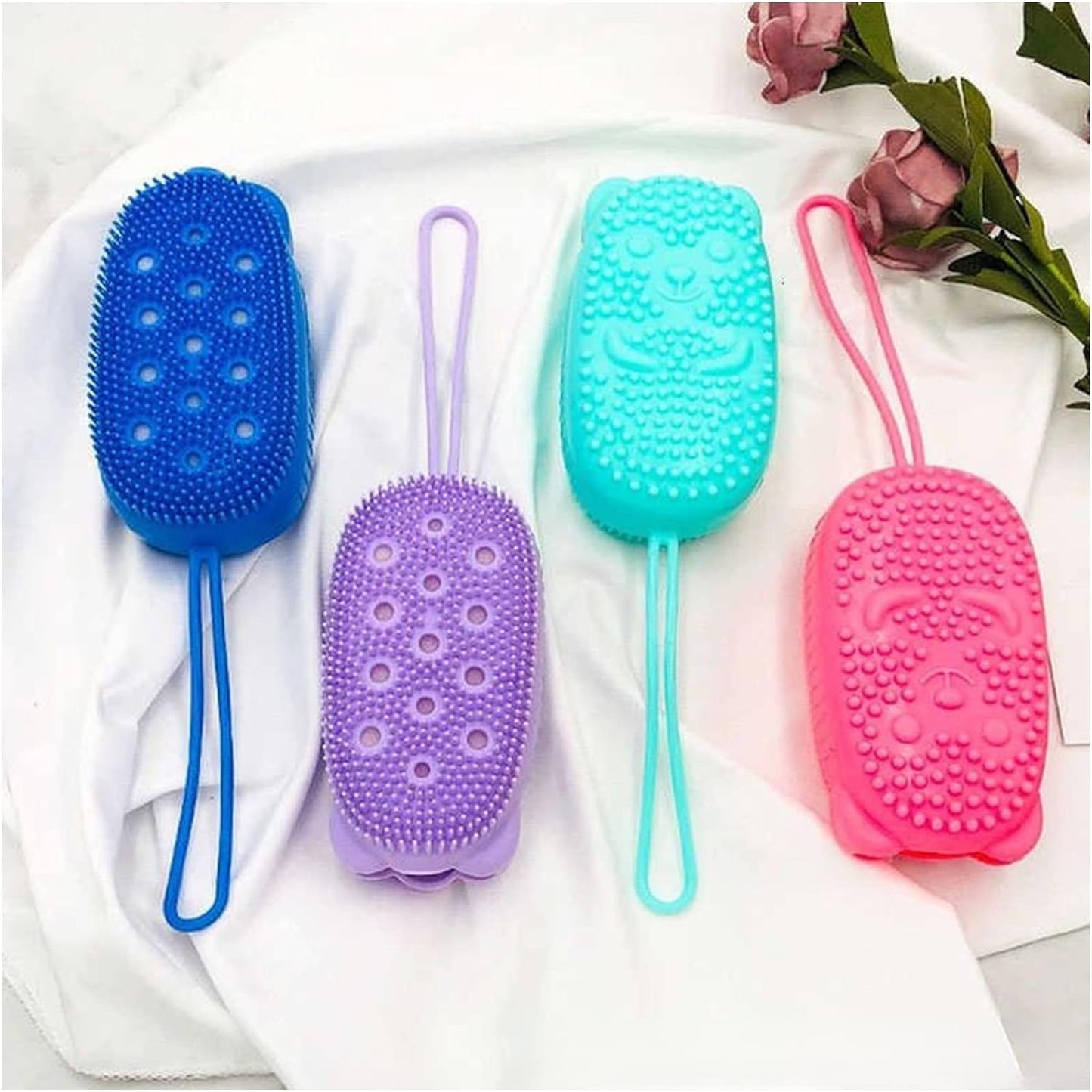 UK-0101  Silicone Bubble Bath Brush Quick Bath Brush Scrubbing Brushes Soft Rubbing Massage Bubble Body Cleaner Silicone Bathroom 1Pcs (Multi Color)