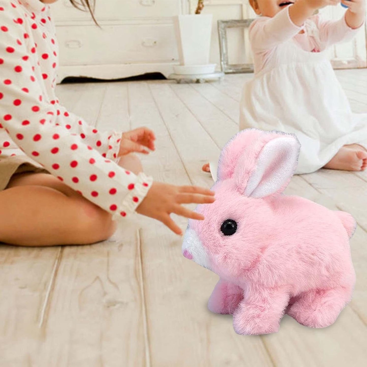 UK-0979 Rabbit Interactive Electronic Pet Plush Bunny Toys with Sounds and Movements Walking Rabbit Toy, Animated Wiggle Ears Twitch Nose Gift for Toddlers Kids