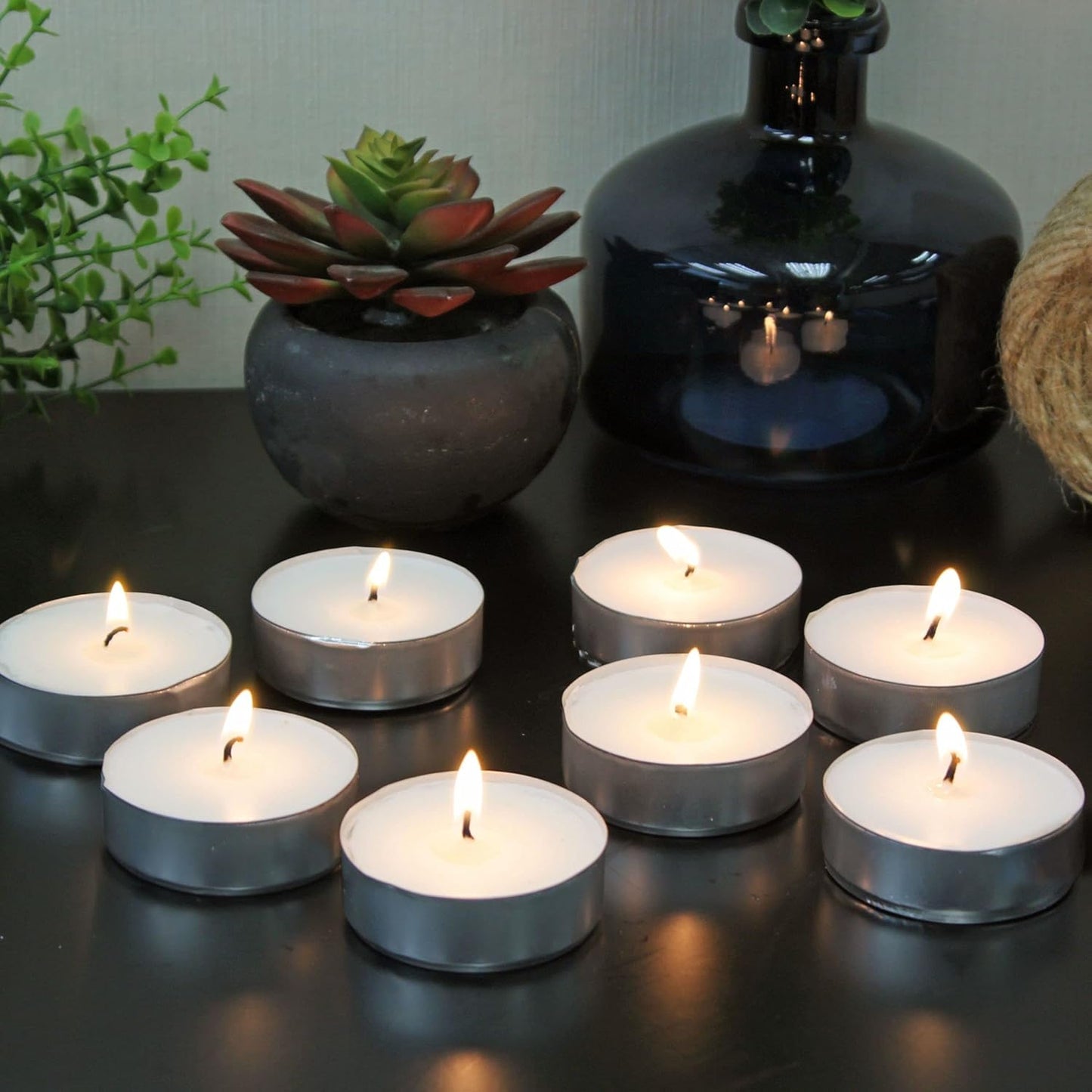 Tea Light Candles Long Time Burning, Natural Wax Tealights, Smokeless