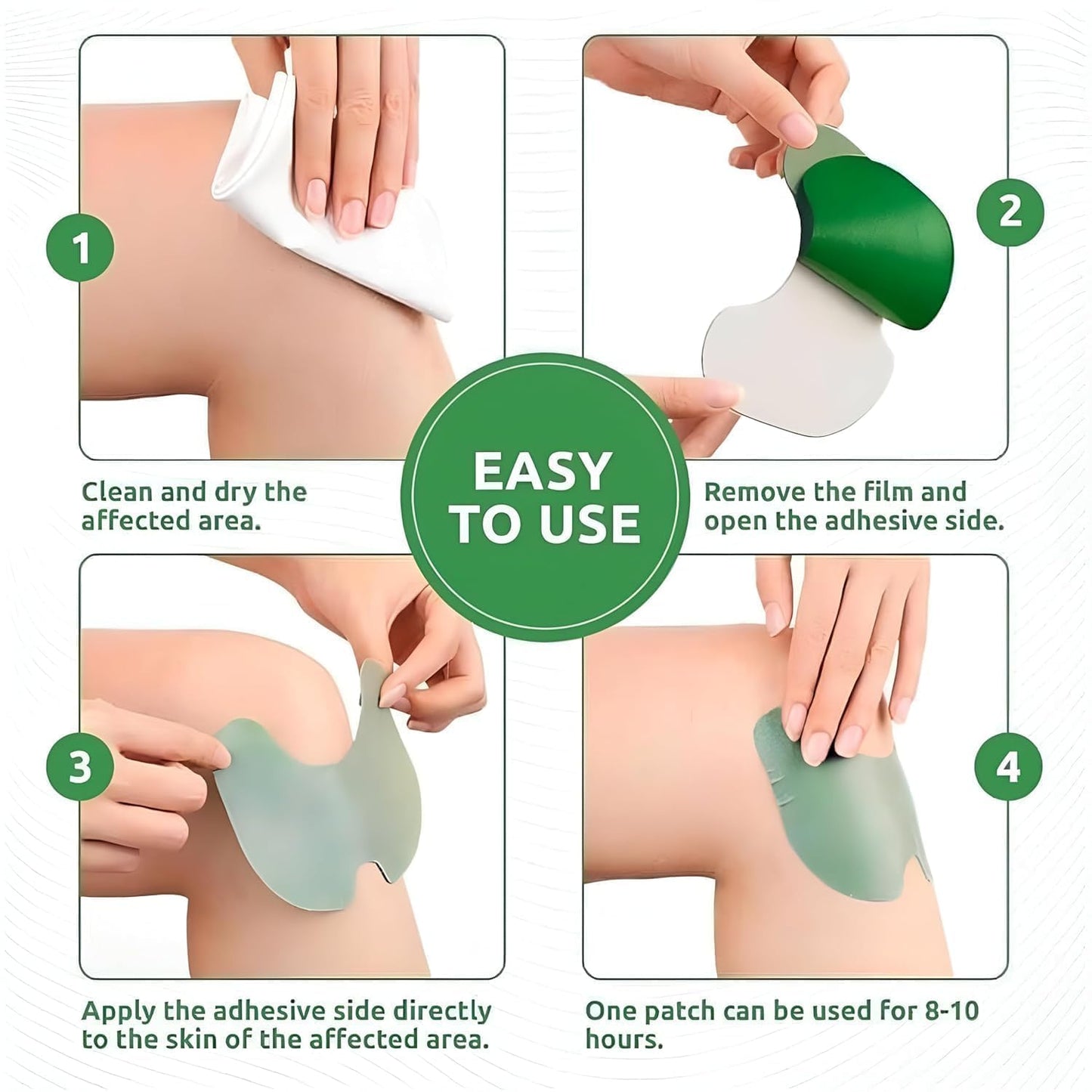 UK-1037 Knee Pain Relief Patches,Inflammation Patch Sticker Instant Relief from Pain glucocare Joint Pain Relief Products Natural Wormwood Extract Patch (pack- 10 patches)