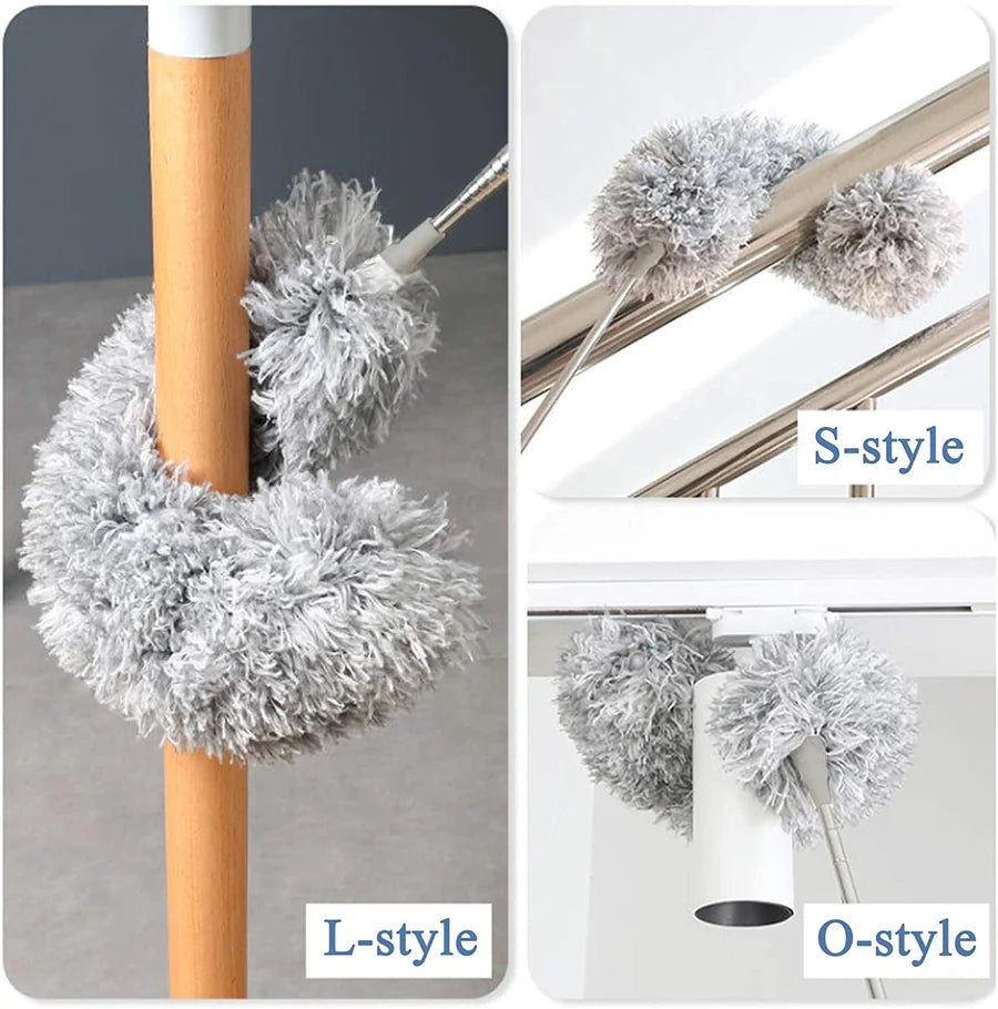 UK-0067 Fan Cleaning Mop Microfiber Duster with Extension Pole(Stainless Steel), Extra Long 100 inches, with Bendable Head, Extendable Duster for Cleaning High Ceiling Fan