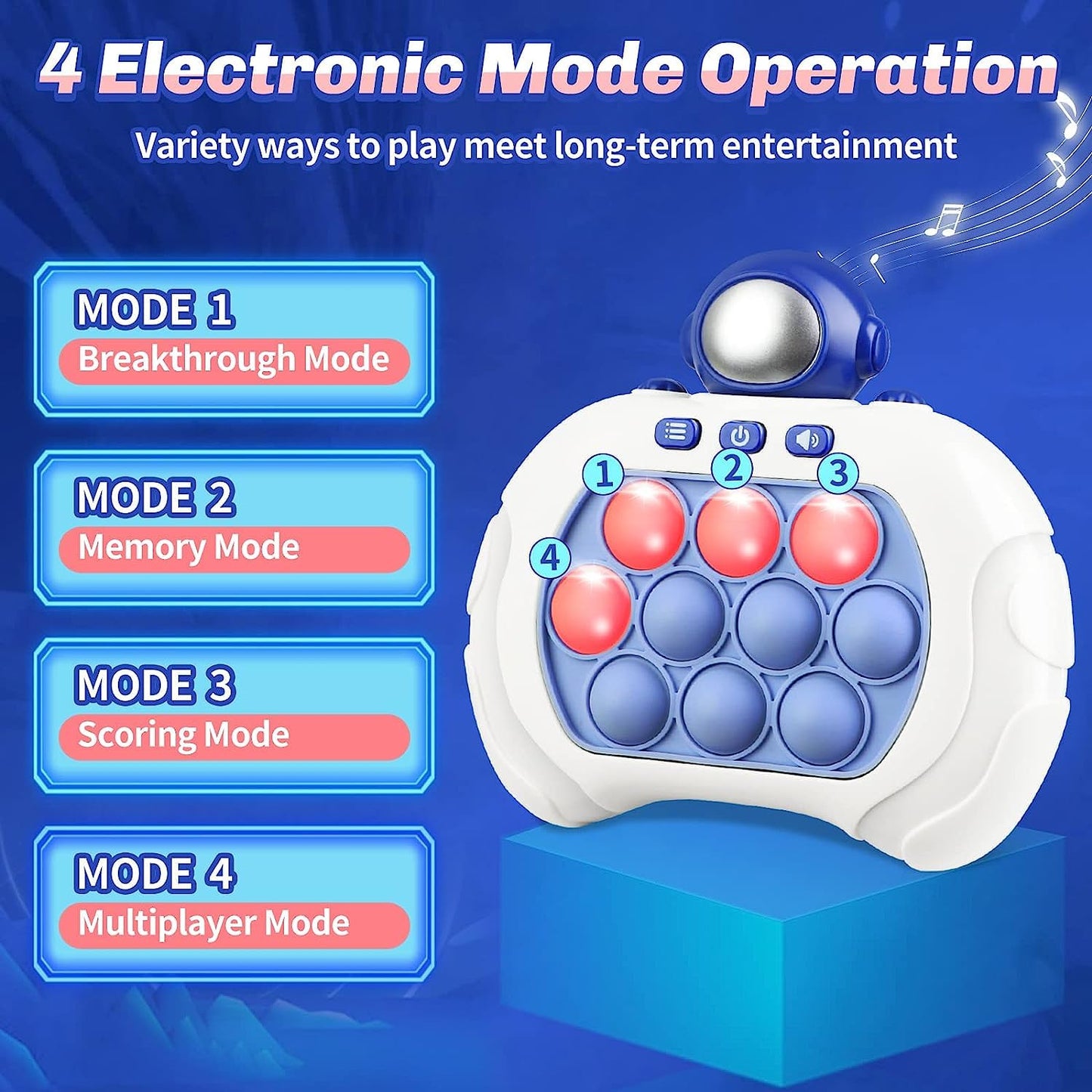 UK-0852 Puzzle Pop Light Up Game Fidget Travel Games for Kids, Quick Push Electronic Pop Light Up Games, Squeeze Sensory Fidget Toys Gift for Boys Girls Adult (Cosmonaut)