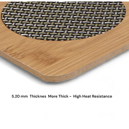 UK-1074 Wood Coasters For Hot Tea/Coffee Cups, Heat Insulation Pad Table Mats Placemats For Big Pans (Big Size, 17x17 cm)
