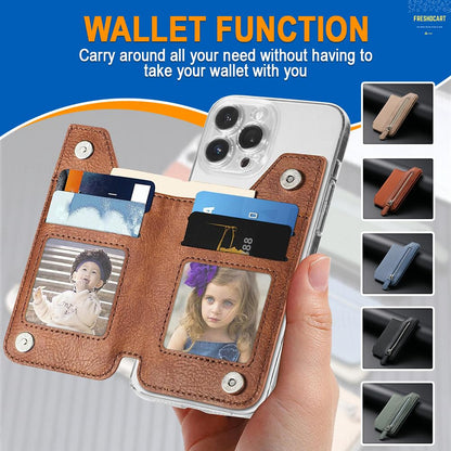 UK-0404 Phone Card Holder Stick-on Phone Wallet with Zip, Card Holder for Back of Phone