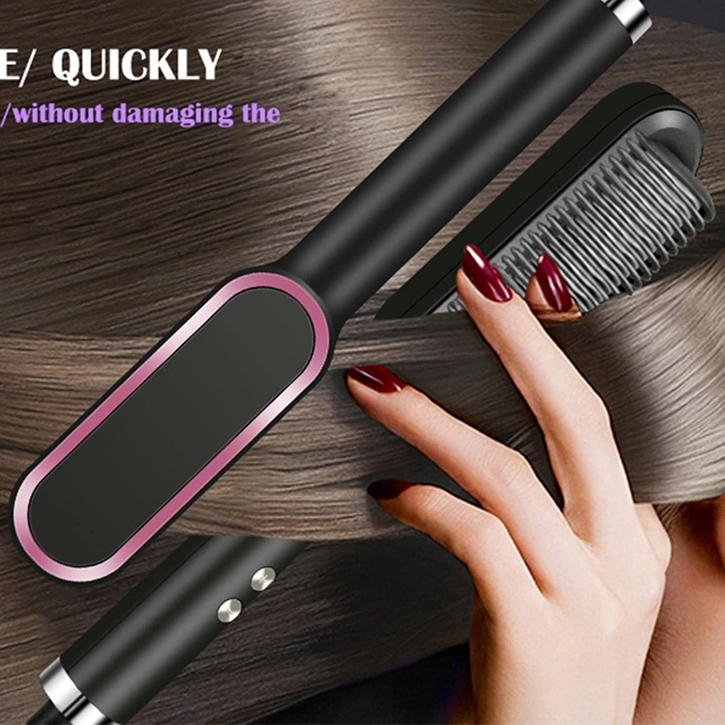 UK-0370 Hair Straightener, Hair Straightener Comb For Women & Men, Hair Styler, Straightener Machine Brush/Ptc Heating Electric Straightener With 5 Temperature Rain Clean