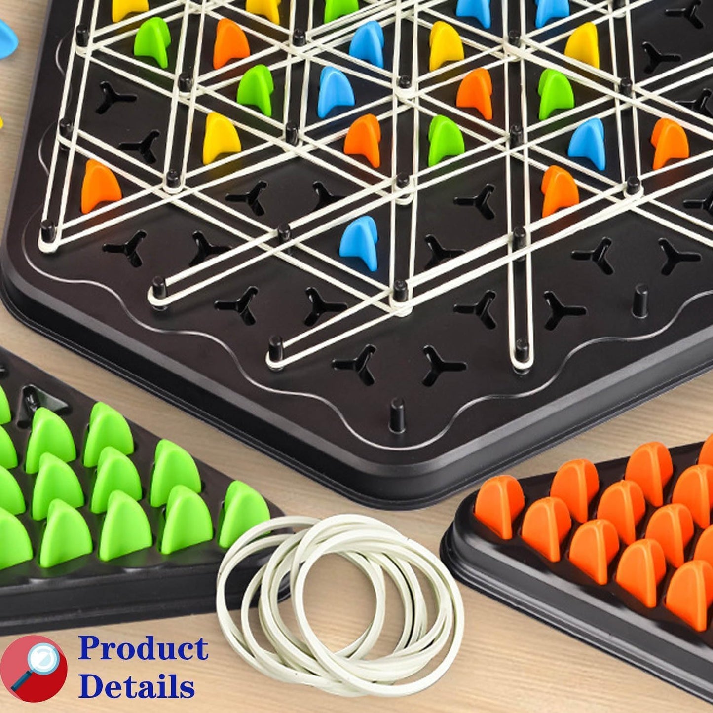 UK-1046 Geometry Chess Game – Rubber Band Strategy Puzzle Board for Kids & Family | STEM Brain Development Triangle Game | Colourful Pegs | Logical Thinking Toy 2-4 Players