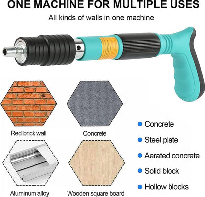 UK-0612 Manual Steel Nail Gun Tool, Concrete Nail Gun, Portable Mini Nail Shooting Machine with 10 Nails, Nail Wall Fixing Tool for Cement Walls, Household Woodworking