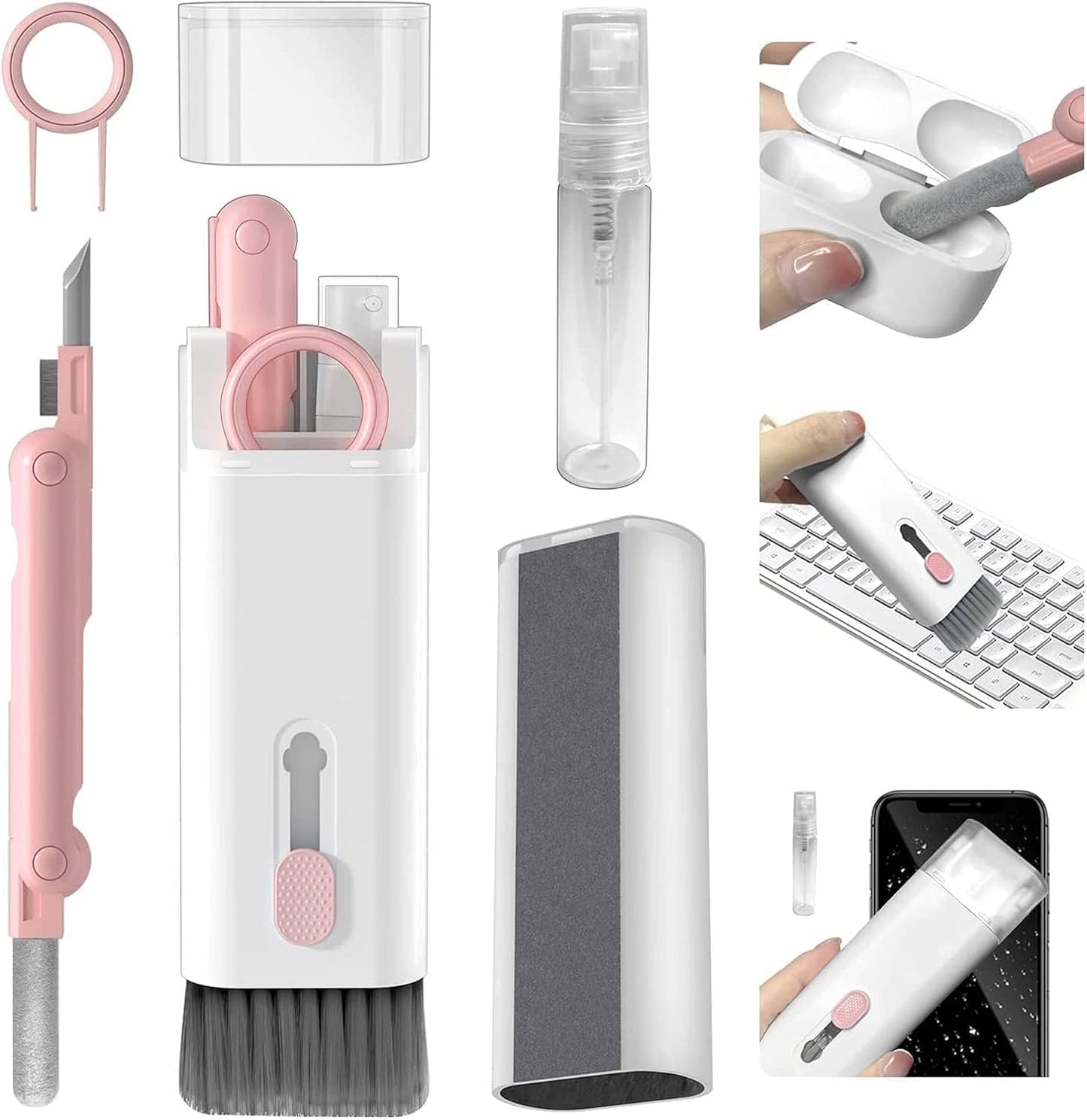 UK-0870 7 in 1 Electronic Cleaner Kit, Keyboard Cleaner Kit with Brush, 3 in 1 Cleaning Pen for AirPods Pro, Multifunctional Cleaning Kit for Earphone, Keyboard, Laptop, Phone, PC Monitor