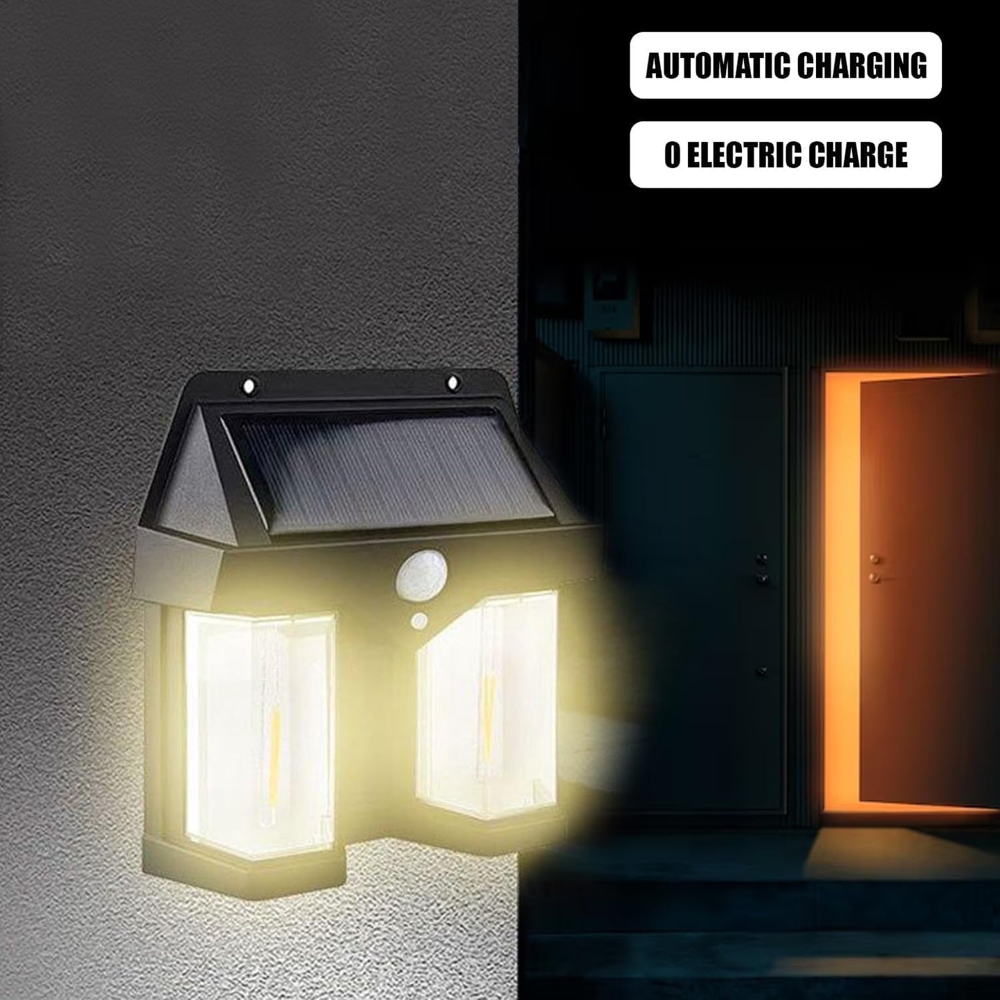 UK-0196 Solar Wall Double Lamp Outdoor Waterproof Up and Down Luminous Lighting, Solar LED Wall Light Induction Lamp Villa Garden Lights Yard Patio Fence Lamps