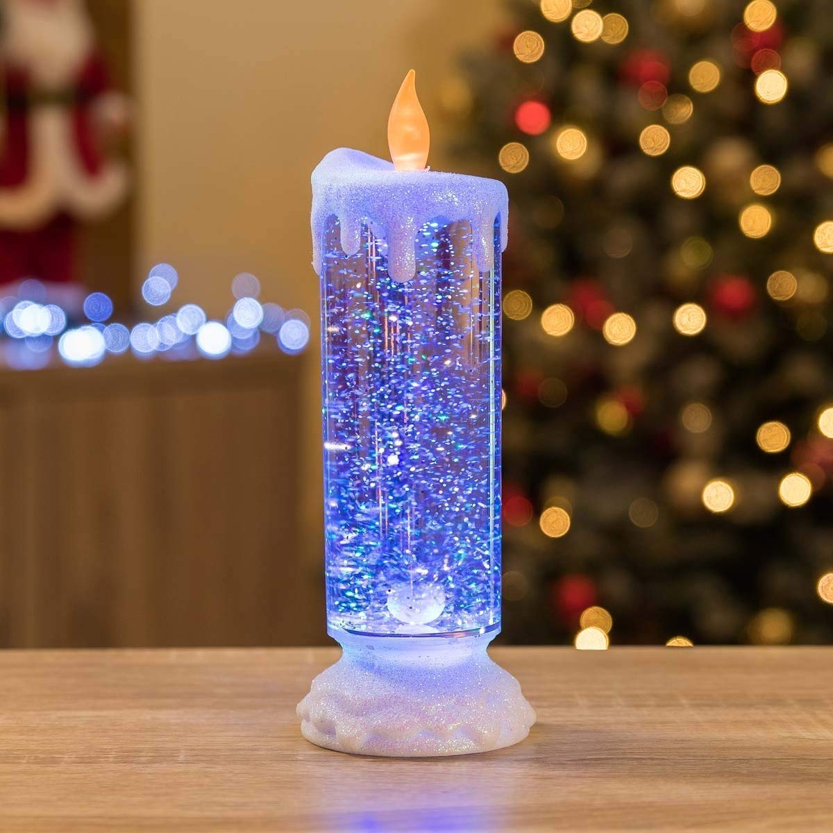 UK-0009 LED Light Swirling Glitter Water Color Changing Candle Light, (Glitter LED Candle)