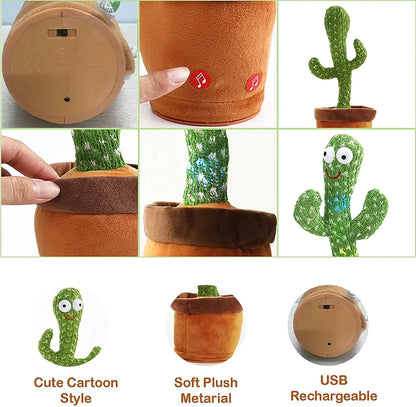 UK-0076 Dancing Cactus Toy for Babies Talking, Speaking, Recording | Repeat What You Say | Singing Electronic Pet for Toddlers | Swing and Sing Toy-Charger Cactus Toy Plant..