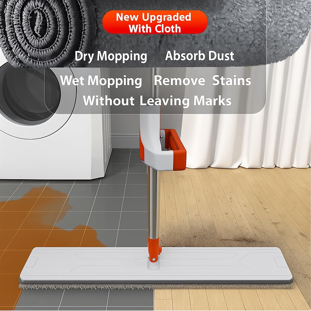 UK-0972 Moppers for Cleaning Floor 2 in 1 Dehydrated Floor Cleaning Mop Stick || Self-Wringing || Mopping Stick Microfiber Wet and Dry Mops for Home/Bathroom/Offfice/Kitchen
