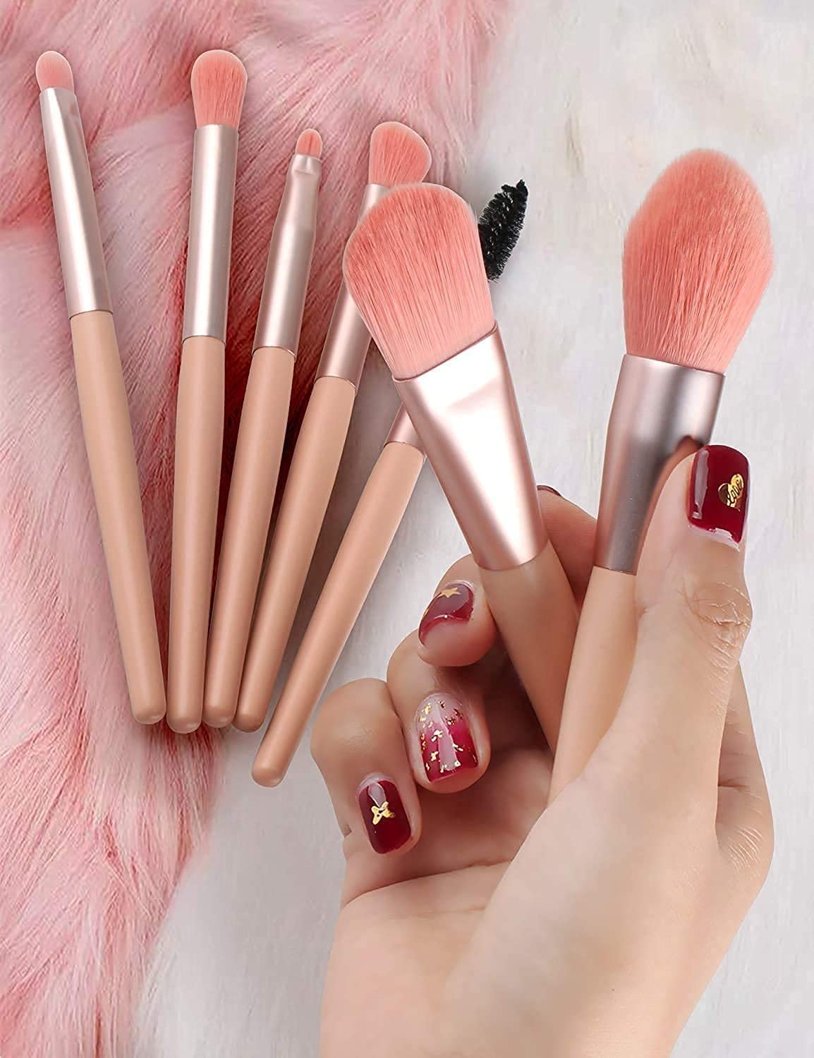 UK-0278 Makeup Brush Set Kabuki Foundation Blending Brush Face Powder Blush Concealers Eye Shadows Make Up Brushes (8Pcs)