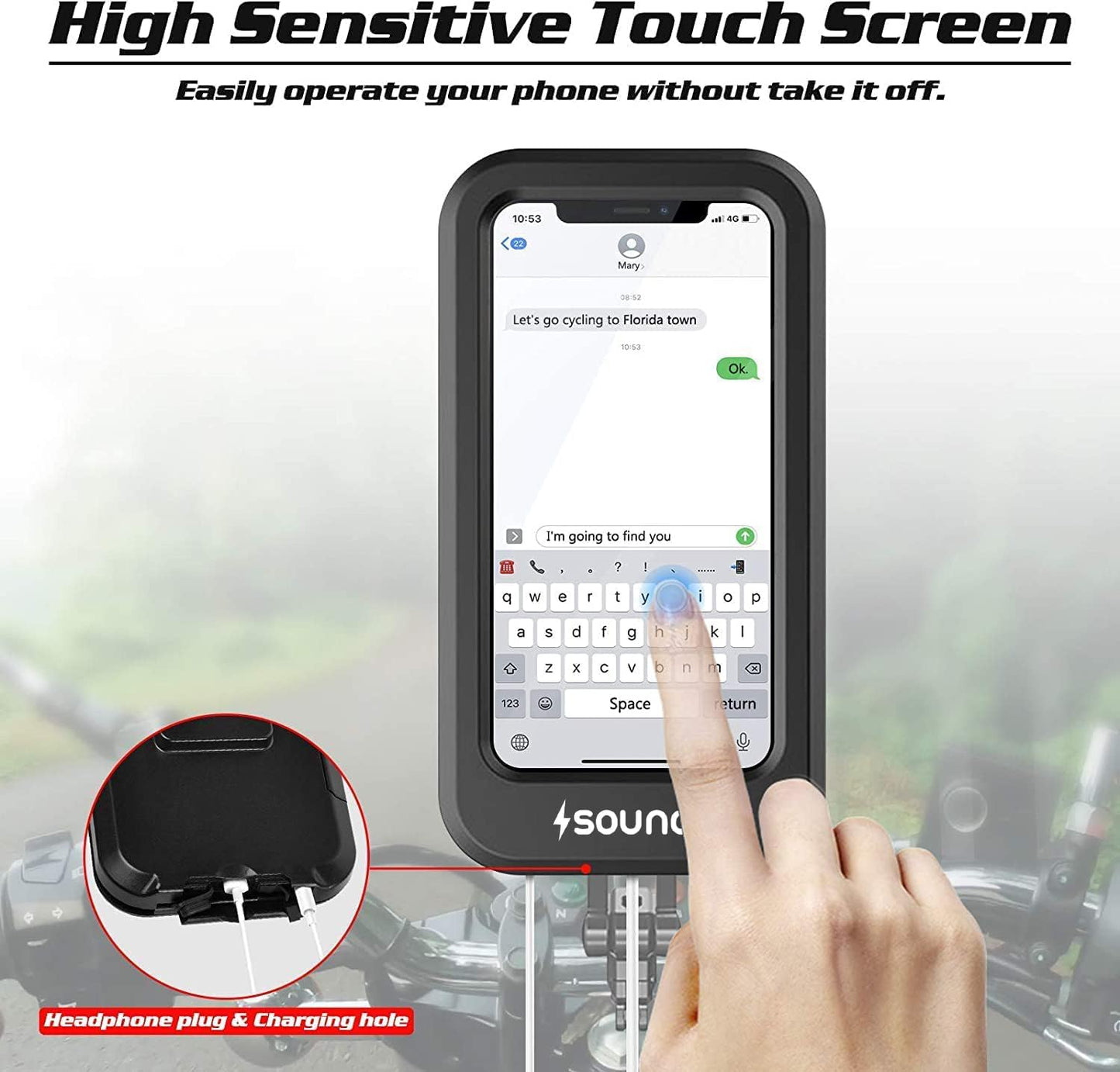 UK-1083 Bike Phone Mount Waterproof Phone Holder 360° Rotation Universal Handlebar Mount for 4-7.2 Inch Smartphones Bike Mobile Stand