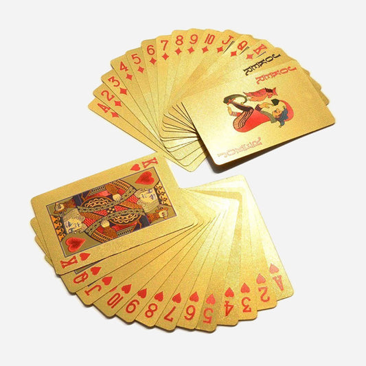 UK-0449 Gold Plated Poker Playing Cards, Classic PVC Poker Table Cards for Adults