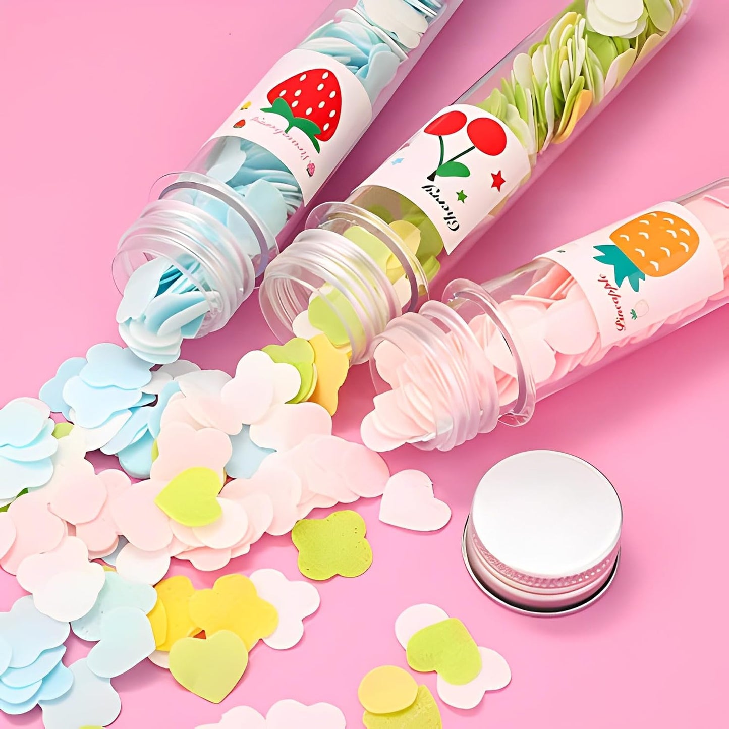 UK-0179 Soft Paper Soap Flower Design Tube Shape Bottle (Assorted/Random Colour)