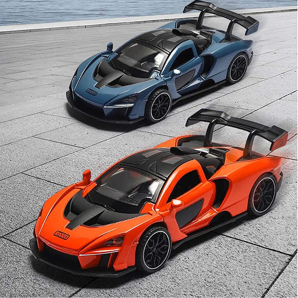 UK-1071 McLaren Senna Sports Car Model,Zinc Alloy Simulation Casting Pull Back Vehicles,1:32 Scale Mini Electronic Supercar Toys with Lights and Music for Toddlers Kids Children Gift