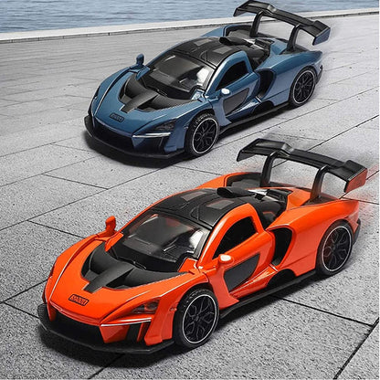 UK-1071 McLaren Senna Sports Car Model,Zinc Alloy Simulation Casting Pull Back Vehicles,1:32 Scale Mini Electronic Supercar Toys with Lights and Music for Toddlers Kids Children Gift
