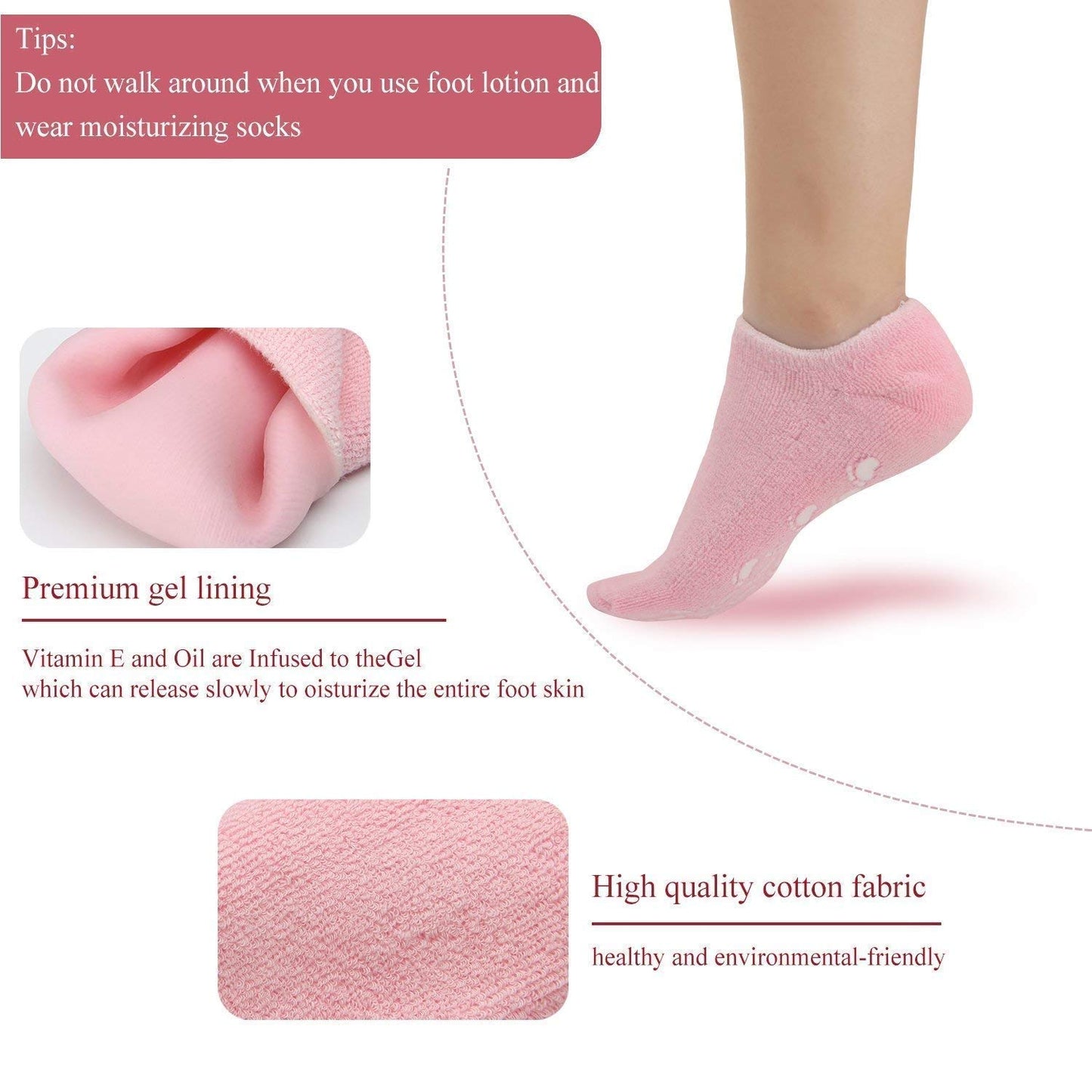 UK-0166 Silicon Gel Heel And Foot Protector, Moisturizing Socks for Foot Care, Pain Relief And Heel Cracks