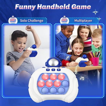 UK-0852 Puzzle Pop Light Up Game Fidget Travel Games for Kids, Quick Push Electronic Pop Light Up Games, Squeeze Sensory Fidget Toys Gift for Boys Girls Adult (Cosmonaut)