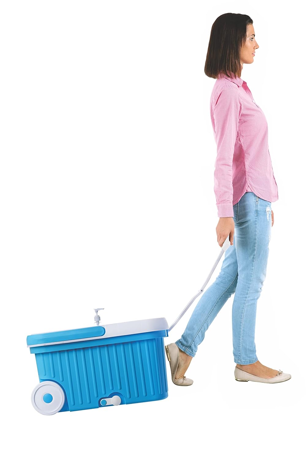 UK-0182 Ganesh Sporty Plastic Spin Mop with Bigger Wheels and Plastic Auto Fold Handle for 360 Degree Cleaning