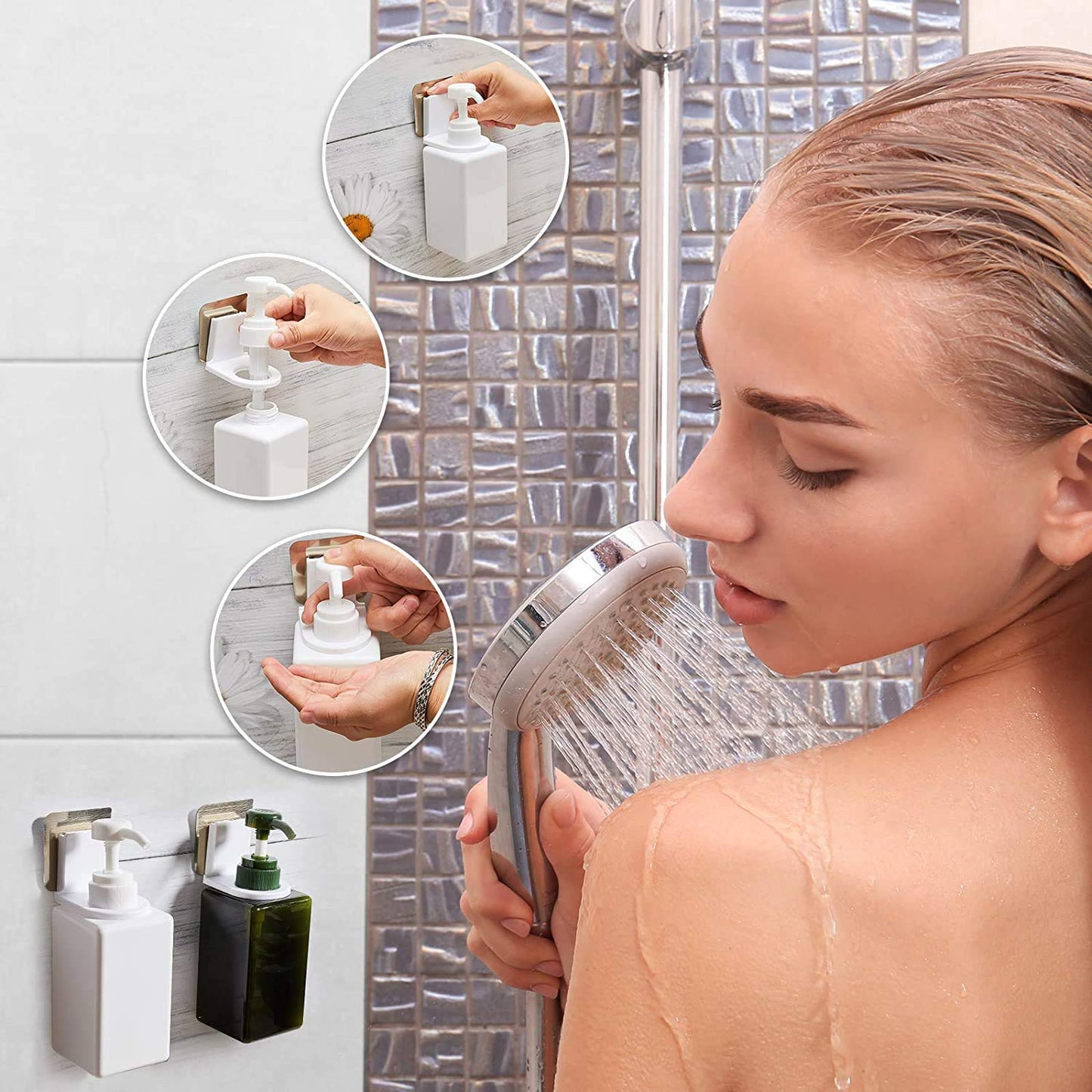 Bottle Holder, Wall Mounted Hook, L Shape Bottle Rack, Rust Resistant, Seamless Hook For Kitchen And Bathroom For Shampoo Lotion Soap Liquid Dispenser Bottle (1 Pc)