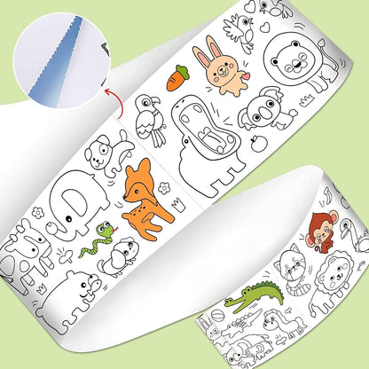 UK-0866 Children's Drawing Roll, 2025 New Coloring Paper Roll for Kids, 30*300cm DIY Painting Drawing Paper Roll, Sticky Drawing Paper Roll, Early Educational Toys for Kids