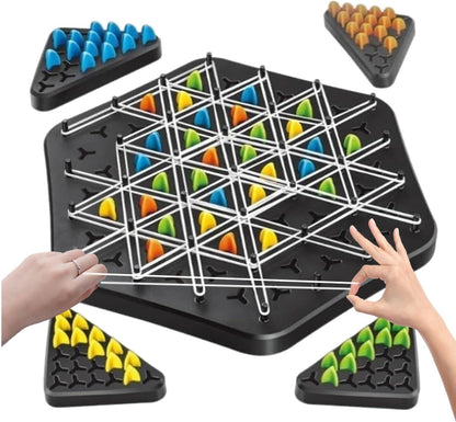 UK-1046 Geometry Chess Game – Rubber Band Strategy Puzzle Board for Kids & Family | STEM Brain Development Triangle Game | Colourful Pegs | Logical Thinking Toy 2-4 Players