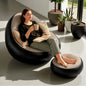 UK-1016 Lounger Set, 2-in-1 Sofa Chair with Footstool, Portable Outdoor Recliner with Air Pump