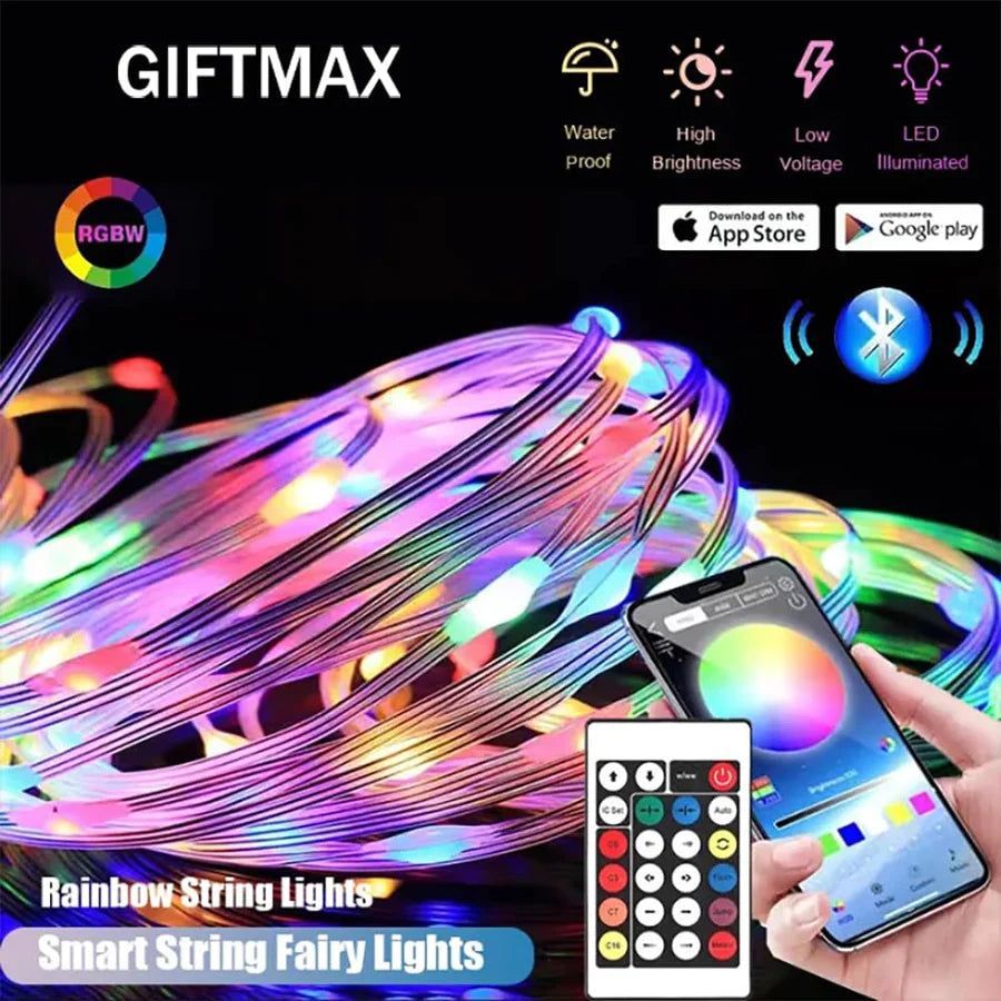 UK-0008    Smart Fairy String Lights - 5 Meter 150 LED Fairy Lights with Music Mode Remote App Control RGB Color Changing