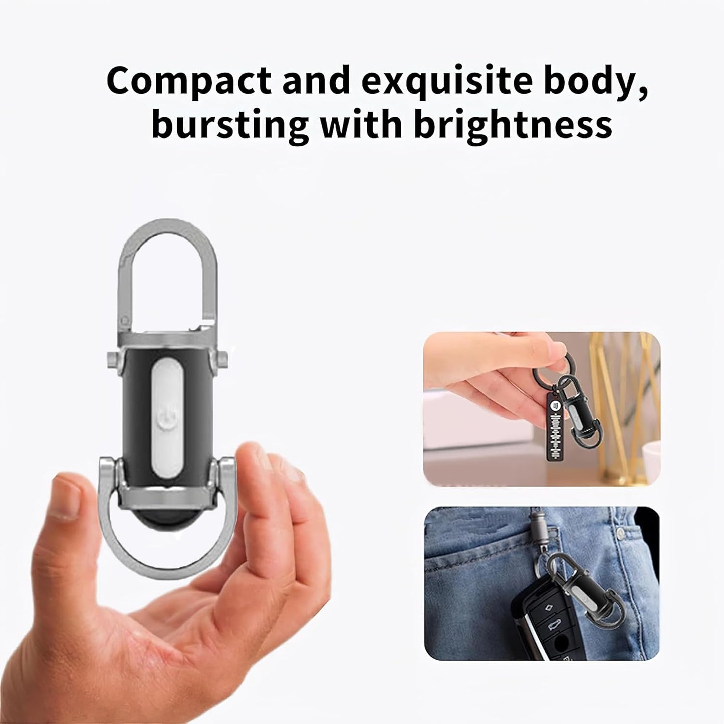 UK-1090  Portable LED Work Light Keychain Pendant USB Rechargeable Flashlight Keyring for Camping Pocket Sized Accessory Portable Flashlight Keychain