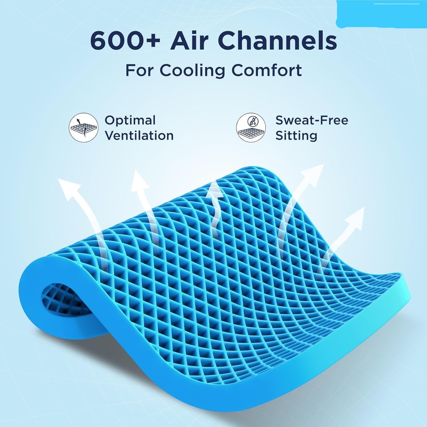 UK-0849 Gel Egg Seat Cushion, Breathable Gel Cushion Chair Pads with Non-Slip Cover for Home Office Car Wheelchair