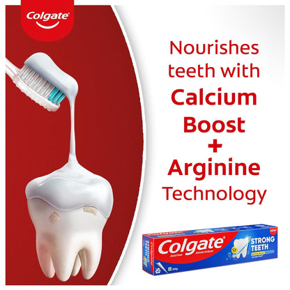 Colgate Strong Teeth,  India’s No: 1 Toothpaste Brand, Calcium-boost Tooth Paste for 2X Stronger Teeth, Whitens Teeth, Fresh Breath & Prevents Cavities