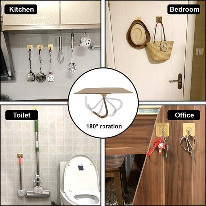 UK-0932 Wall Hanging Hooks for Wall Without Drilling |6 Pack Self Adhesive Hooks for Wall Heavy Duty Strong Nail Free | Kitchen Accessories Items (Hanging Hook, Golden)