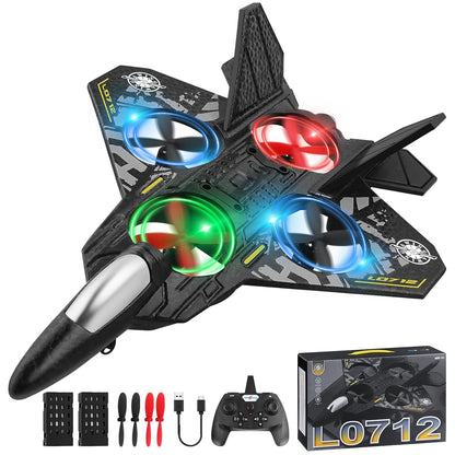 UK-1050 Fighter Plane RC Plane - 2.4 GHz Remote Controlled Fighter Plane || RC Airplane Easy to Fly Stable Jet Fighter Toys for Kids || LED Lights, 360 Degree Hovering Airplane and Stun Roll
