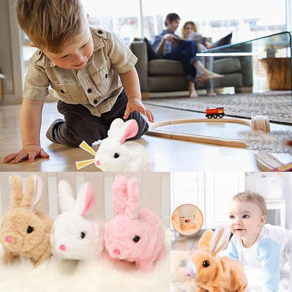 UK-0979 Rabbit Interactive Electronic Pet Plush Bunny Toys with Sounds and Movements Walking Rabbit Toy, Animated Wiggle Ears Twitch Nose Gift for Toddlers Kids