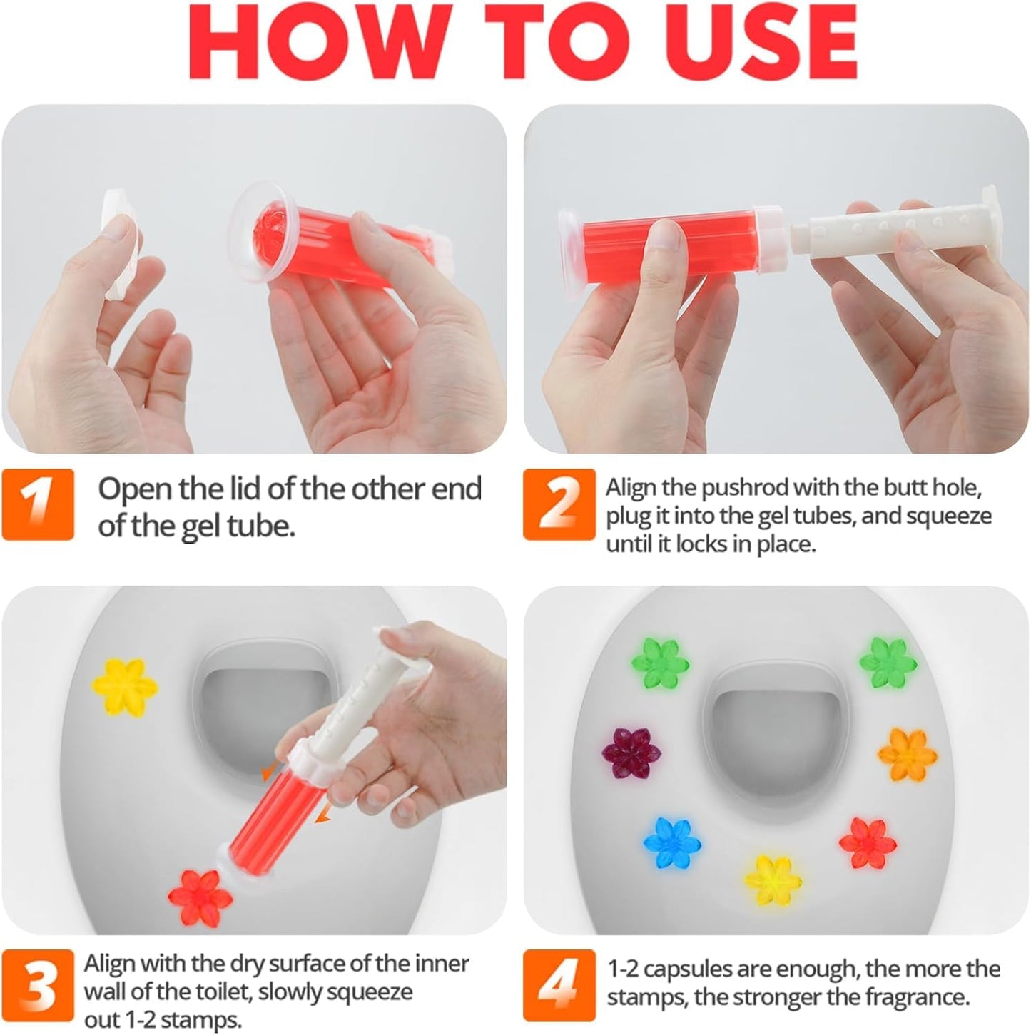 UK-0913 Fresh Flower Stamp Toilet Gels, Stops Limescales and Stains with Air Freshening Scent