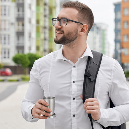 UK-1028 Steel Folding Cup, 120ml Small Portable Camping Mug Drink Cup with Lid & Keychain for Outdoor Adventures Travel Camping Hiking Pocket Size Reusable Space-Saving Travel Cup