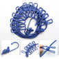 UK-0290 Rope with 12 Clips and 2 Hooks Durable Portable Outdoor Travel Clothesline Rope Clothes Hanging Hook (Multicolor)